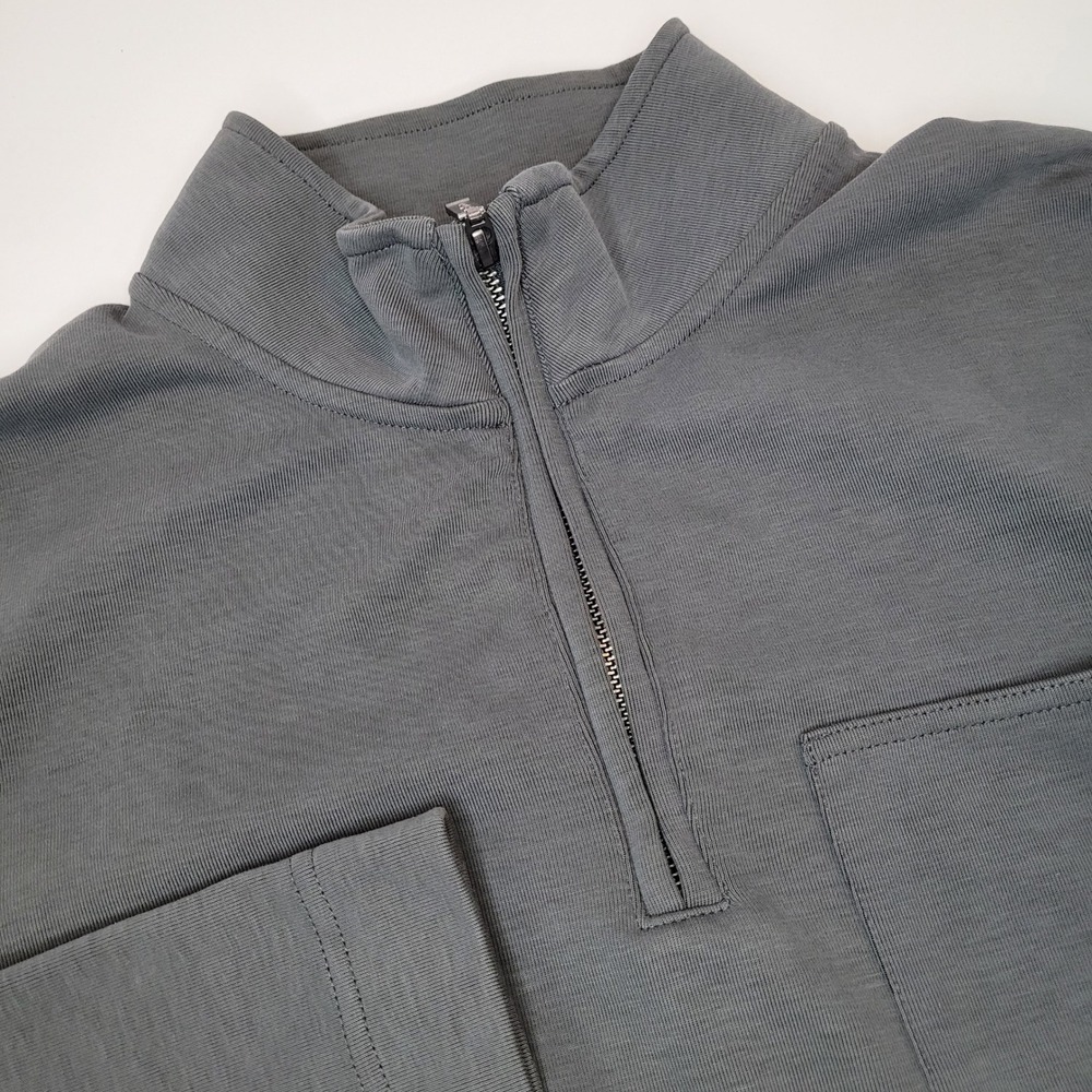 Barbour Quarter Zip Pullover Men Large Grey Excellent MOL0394CH91 Organic Cotton